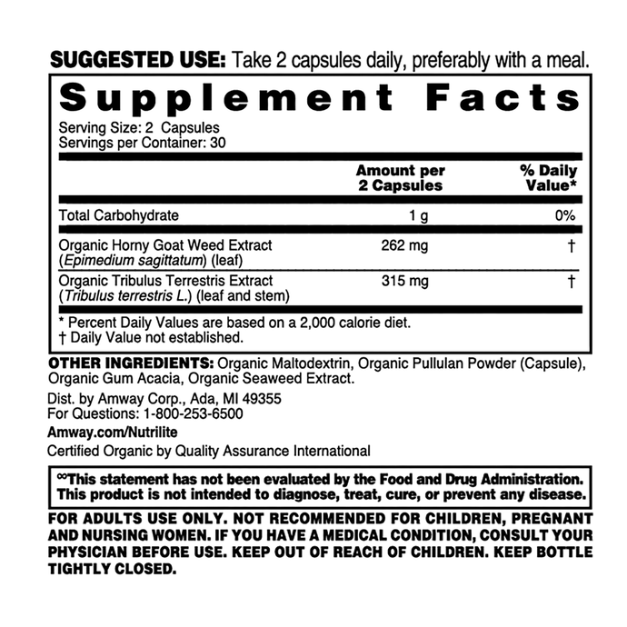 Nutrilite™ Organics Horny Goat Weed & Tribulus Capsules